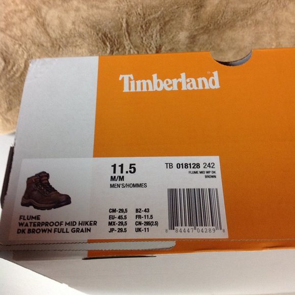 Timberland Men's Flume Dark Brown Leather WP Hiking Boots - 11.5M - New in Box